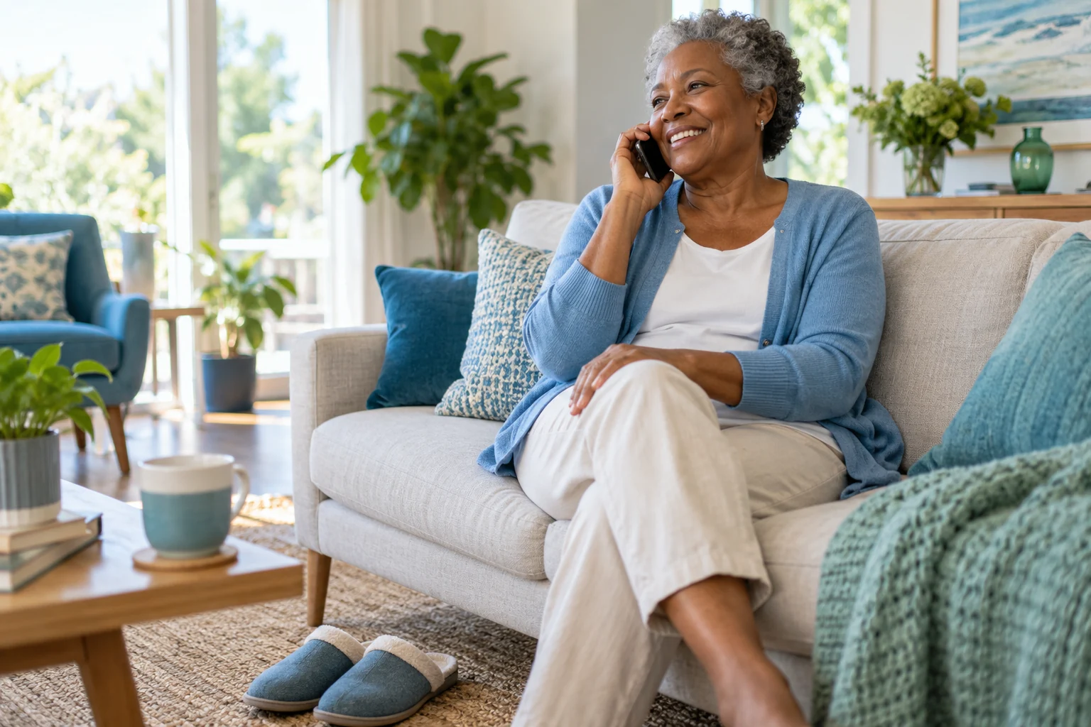 Illustrative scene of a patient arranging a visit by phone
